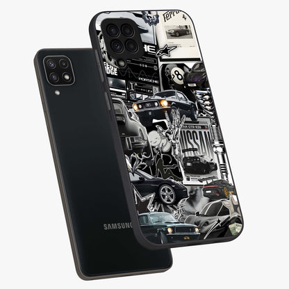 Aesthetic Dark Love Glass Case displayed in angled mockup highlighting moody aesthetic design and bold love theme.