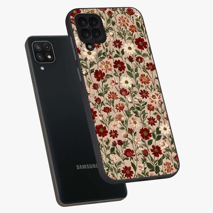 Biege Flower With Leaf Glass Case displayed in angled mockup highlighting minimal floral leaf design and elegant aesthetic.