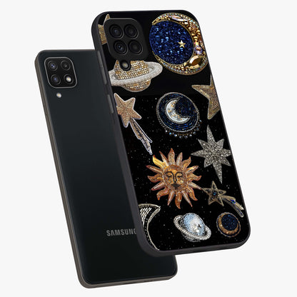 Celestial Gem Constellations Glass Case displayed in angled mockup highlighting gemstone inspired constellation design.