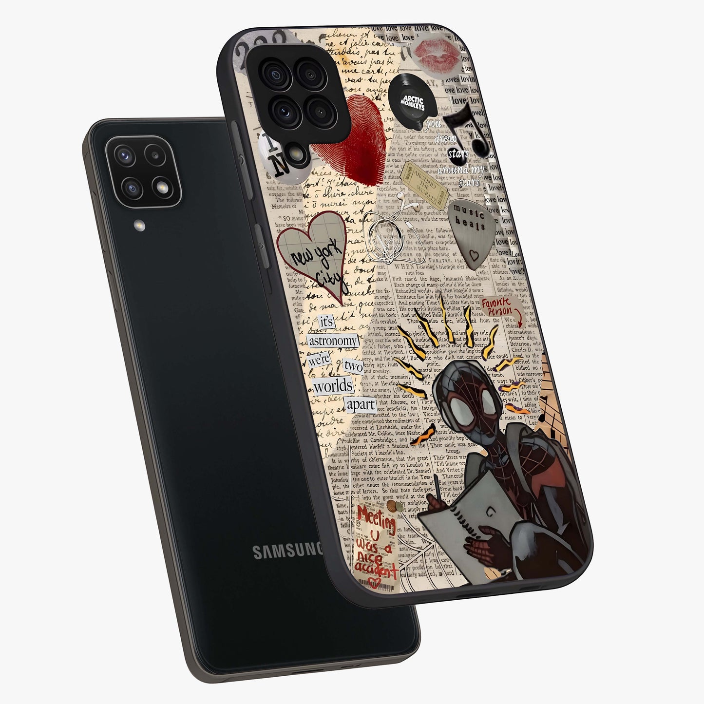 City Dream Sketch Glass Case displayed in angled mockup highlighting minimal city illustration with aesthetic sketch style.
