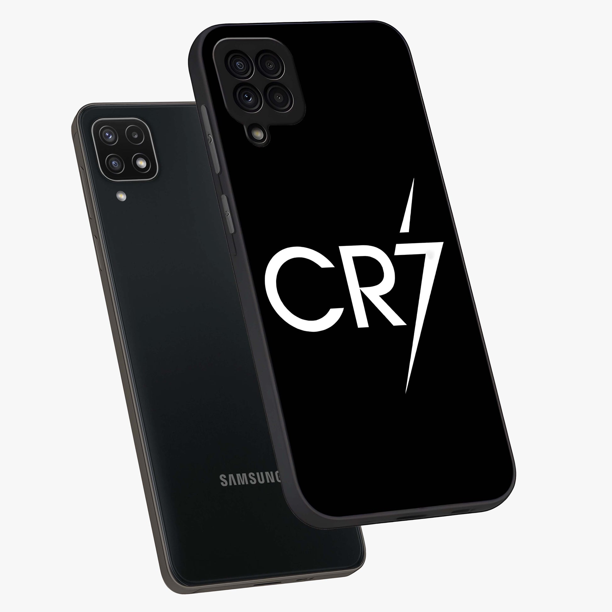 Cr7 Elite Strike Glass Case displayed in angled mockup highlighting powerful sports graphic with bold athletic theme.