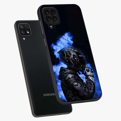 Cyber Sentinel Protocol Glass Case displayed in angled mockup highlighting digital cyber design with sci-fi aesthetic style.