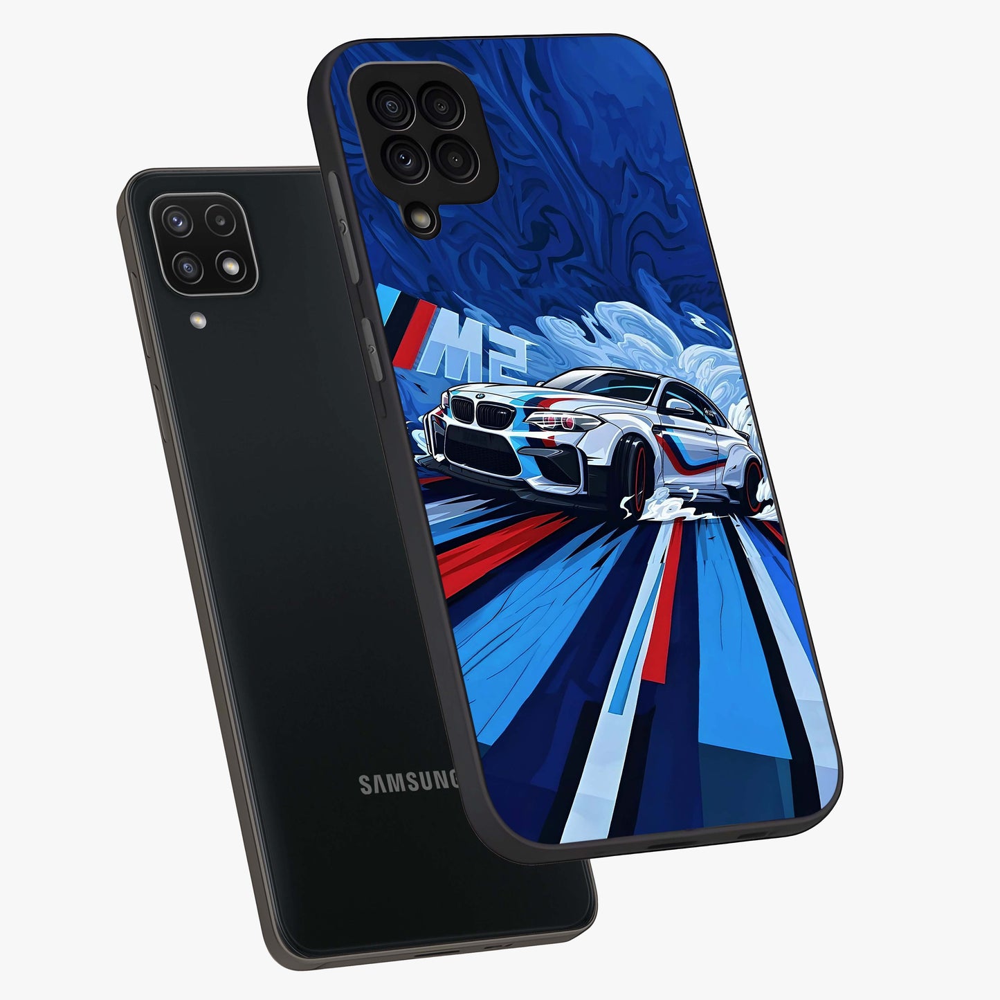 Drift Power Rush Glass Case displayed in angled mockup highlighting powerful drift car design with sporty aesthetic style.