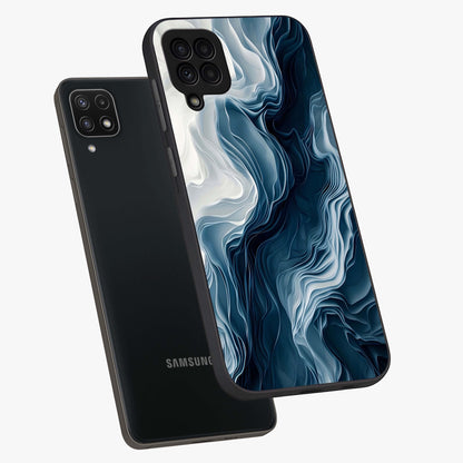 Ethereal Paper Marble Glass Case displayed in angled mockup highlighting elegant marble pattern with modern aesthetic style.