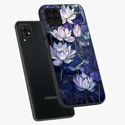 Gloss Petal Rush Glass Case displayed in angled mockup highlighting vibrant petal design with elegant floral aesthetic.