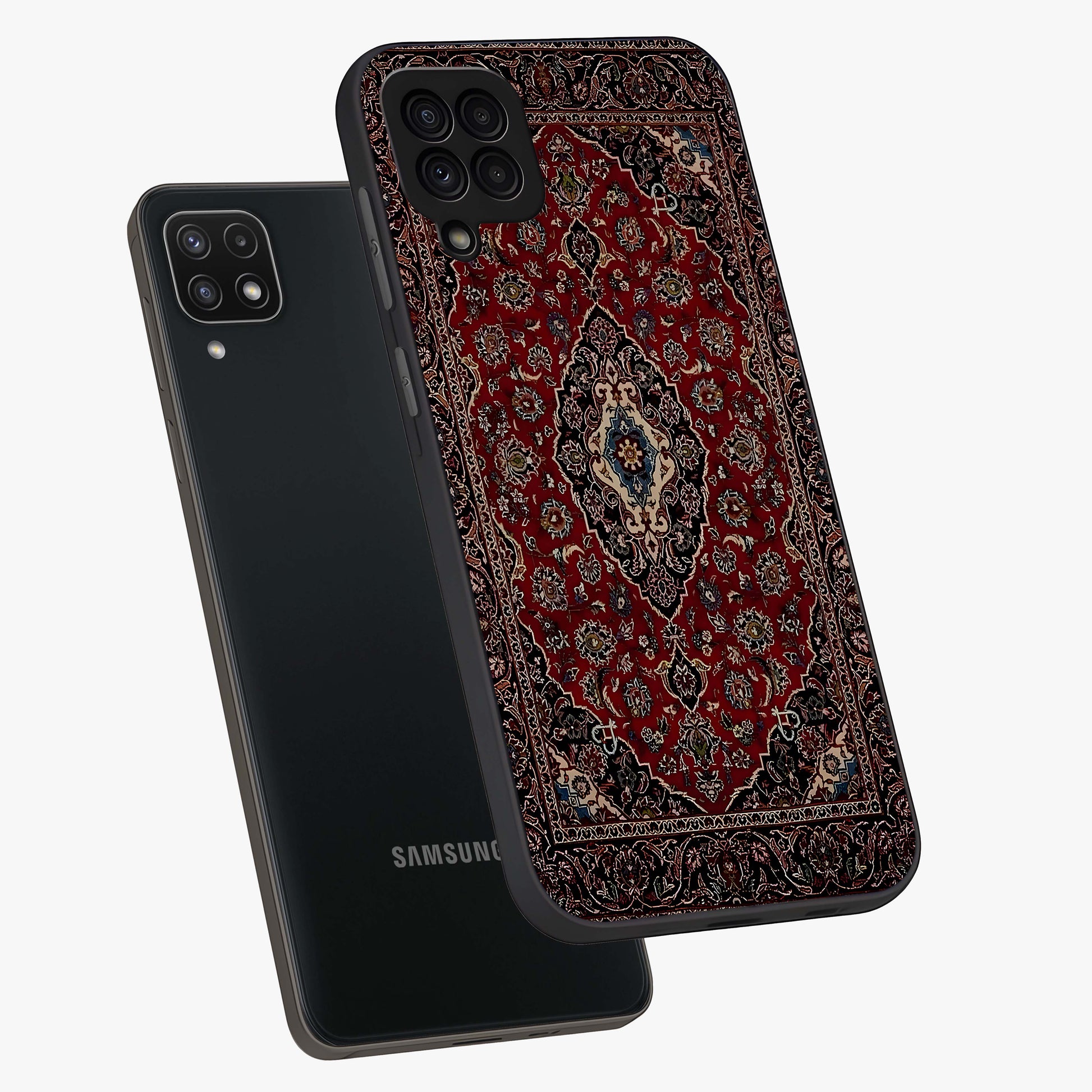 Heritage Carpet Royale Glass Case displayed in angled mockup highlighting intricate royal carpet design with heritage aesthetic.
