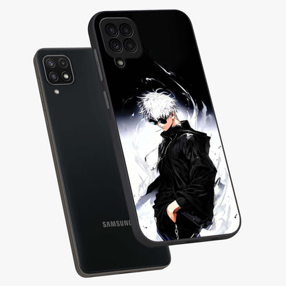 Limitless Shadow King Glass Case displayed in angled mockup highlighting dramatic dark hero design with intense aesthetic.