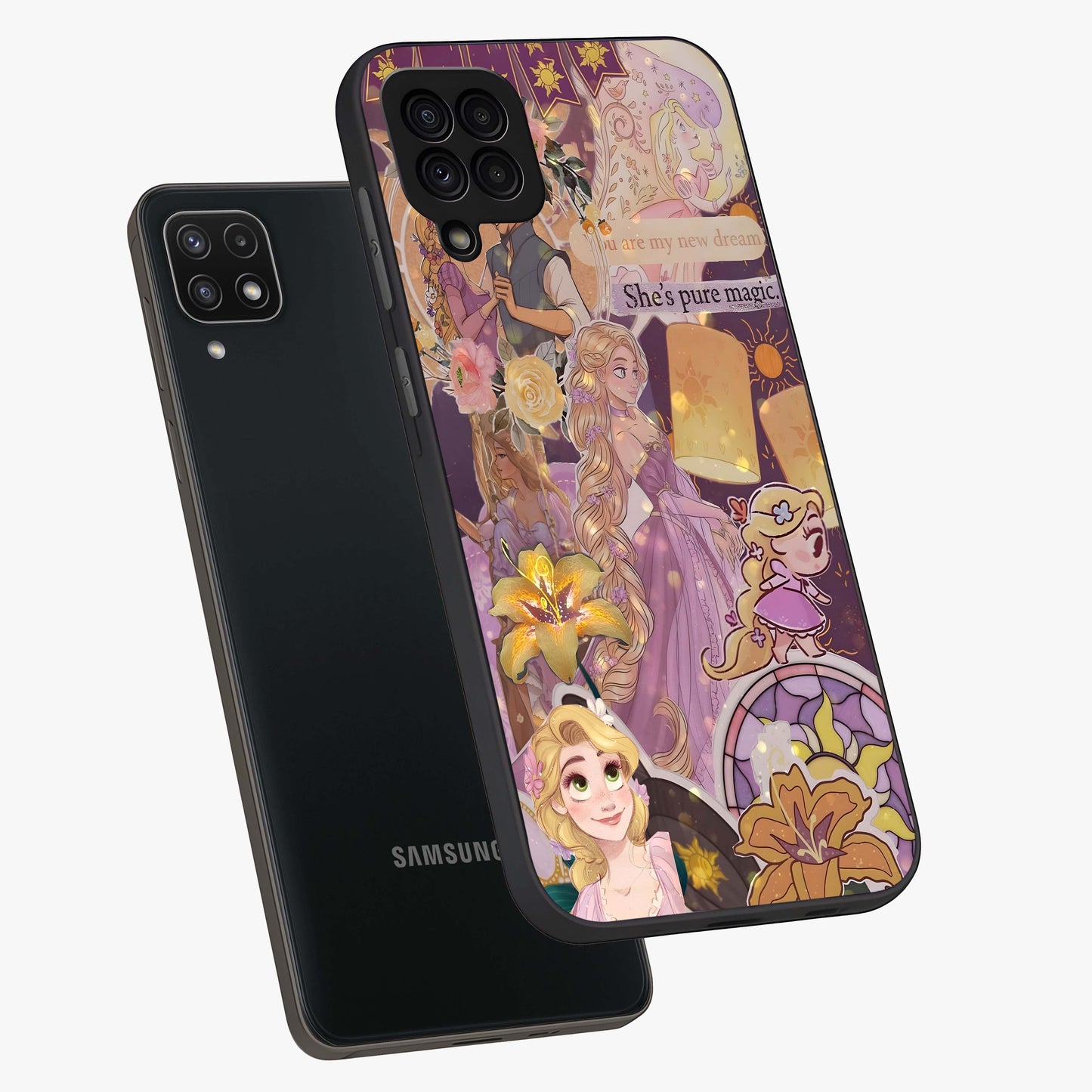 Magical Tangled Dream Glass Case displayed in angled mockup highlighting whimsical fantasy design with magical aesthetic.