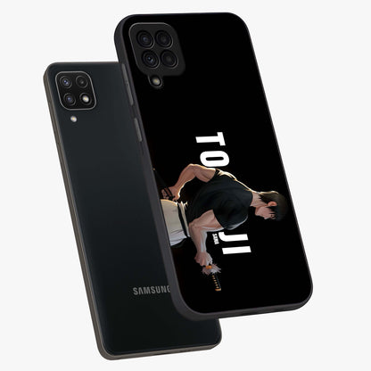 Midnight Blade Resolve Glass Case displayed in angled mockup highlighting powerful blade illustration with dramatic dark aesthetic.