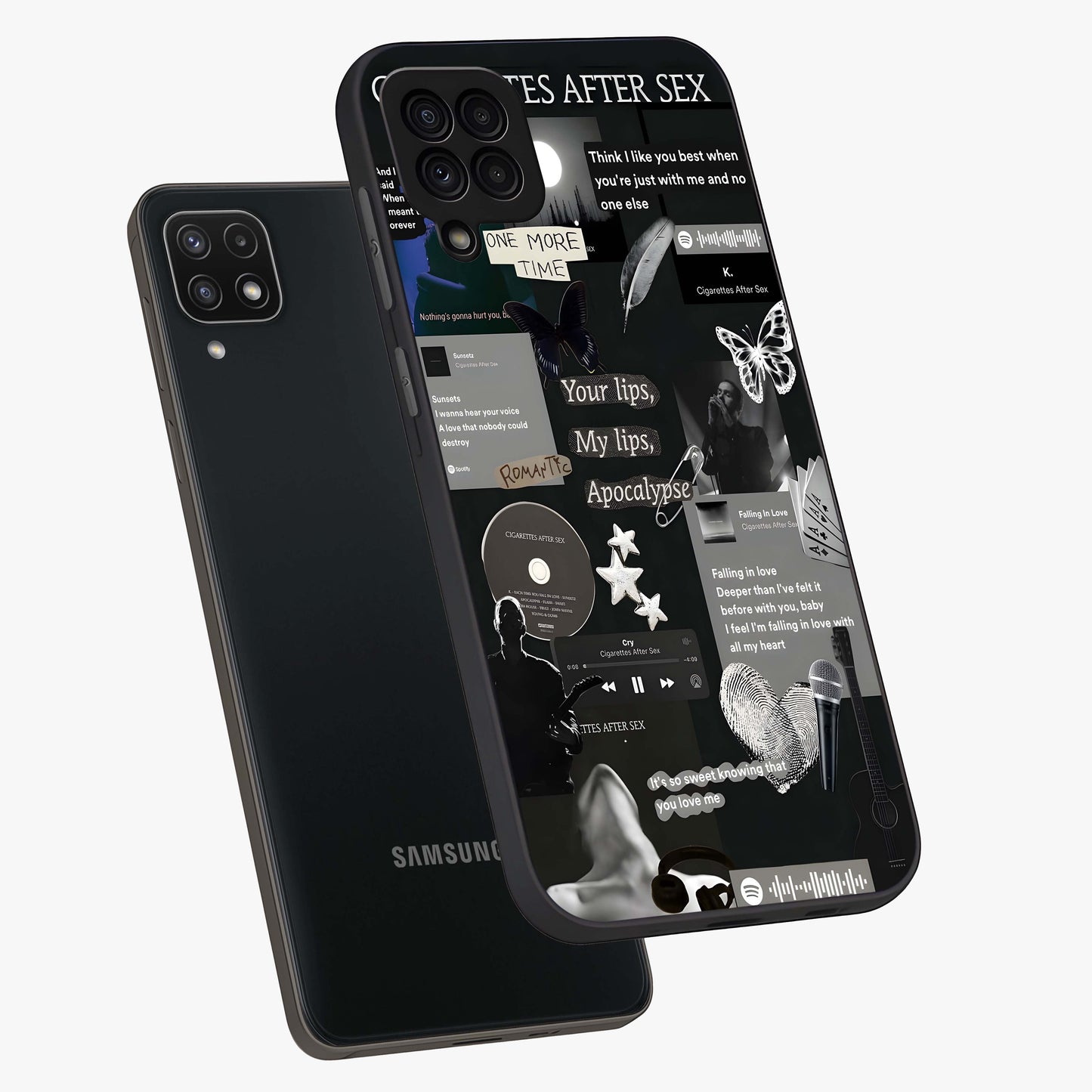Midnight Love Echo Glass Case displayed in angled mockup highlighting elegant love inspired design with deep aesthetic style.
