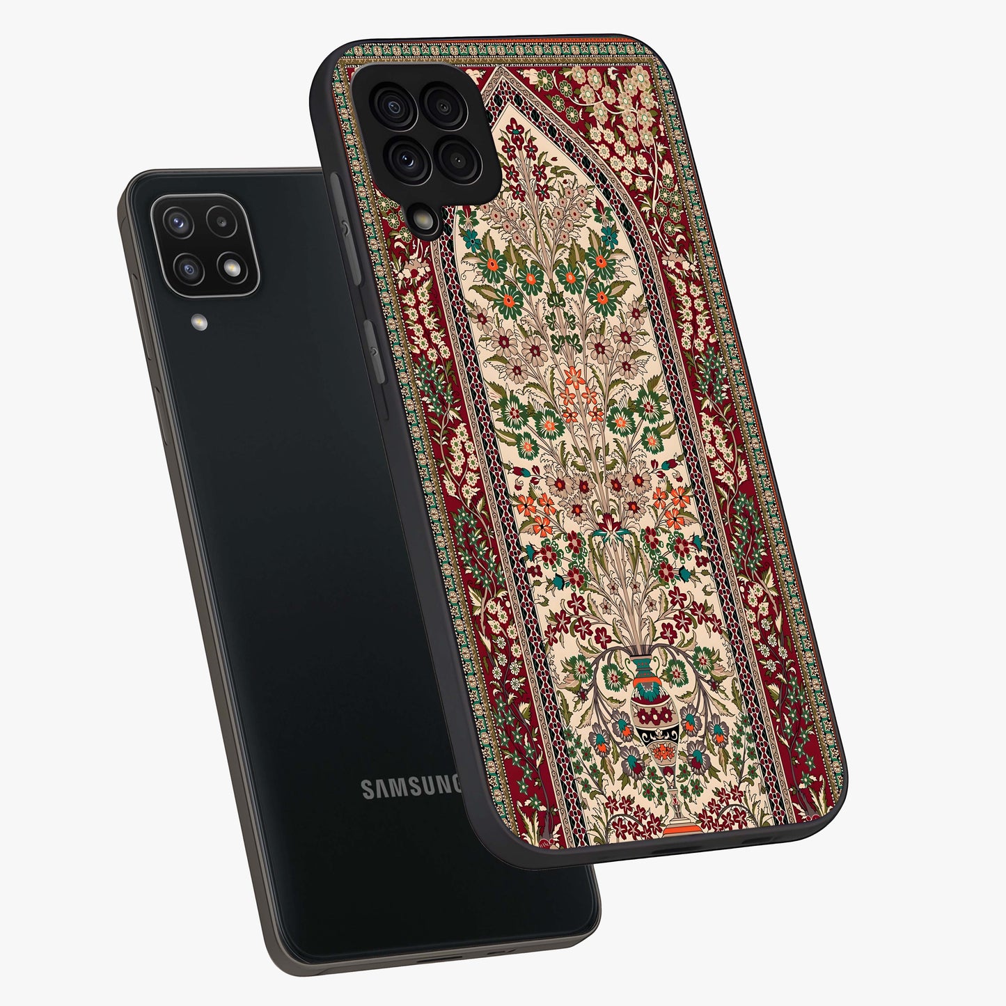 Persian Inspired Glass Case displayed in angled mockup highlighting intricate traditional design with elegant cultural aesthetic.