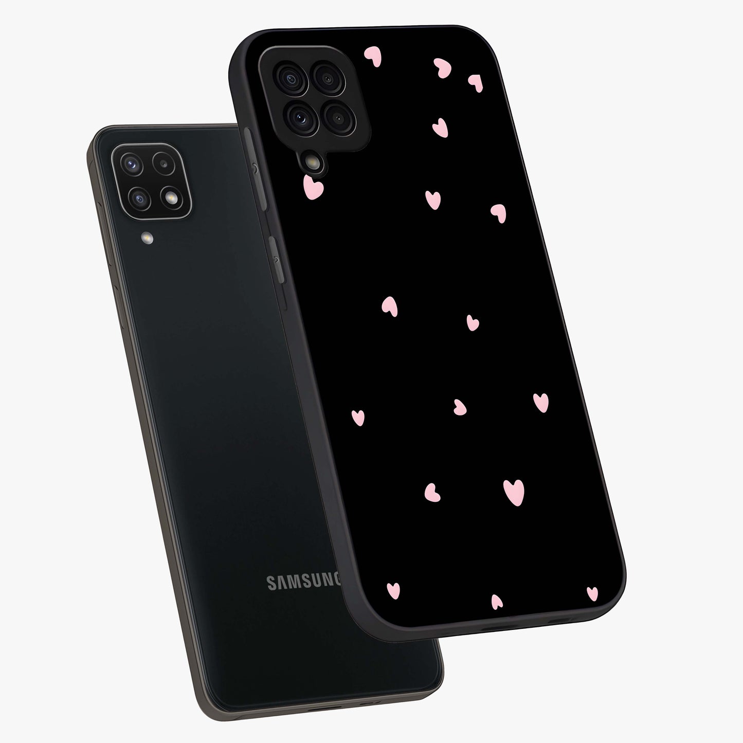 Pink Love Drops Glass Case displayed in angled mockup highlighting cute love drop design with vibrant pink aesthetic.