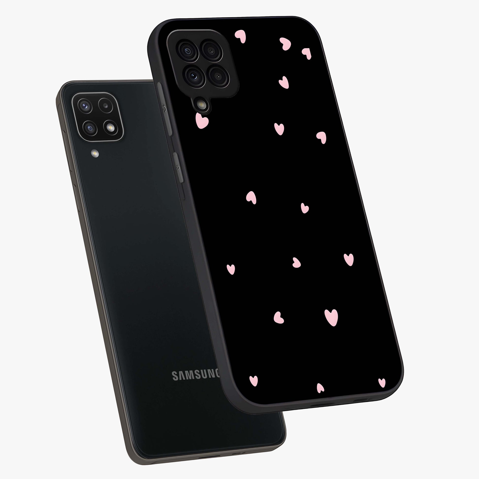 Pink Love Drops Glass Case displayed in angled mockup highlighting cute love drop design with vibrant pink aesthetic.