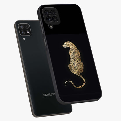 Regal Leopard Glass Case displayed in angled mockup highlighting powerful animal illustration with stylish wild aesthetic.