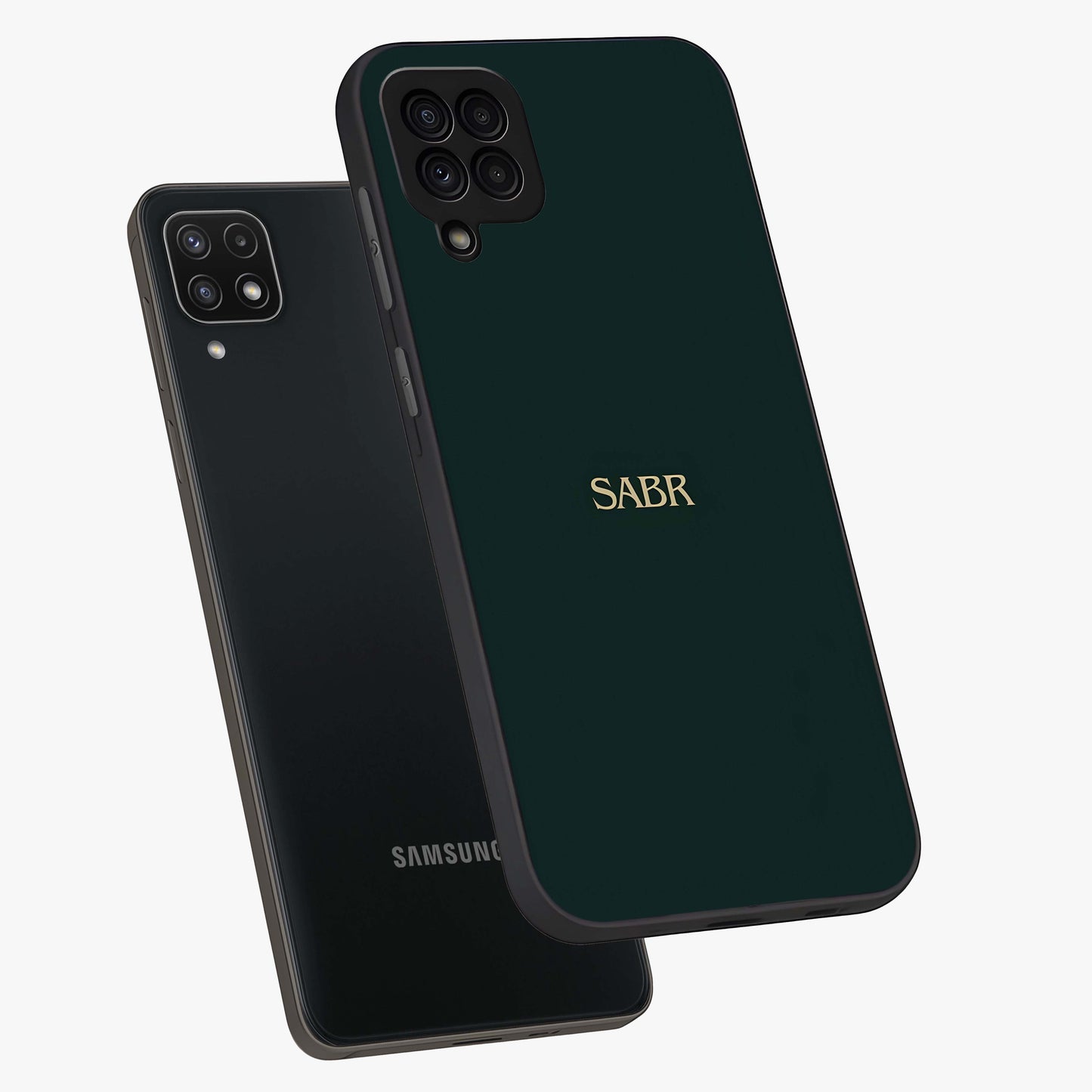 Sabr Minimal Patience Glass Case displayed in angled mockup highlighting simple inspirational design with clean aesthetic style.