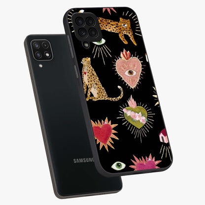 Sacred Jungle Heart Glass Case displayed in angled mockup highlighting lush tropical design with natural aesthetic style.