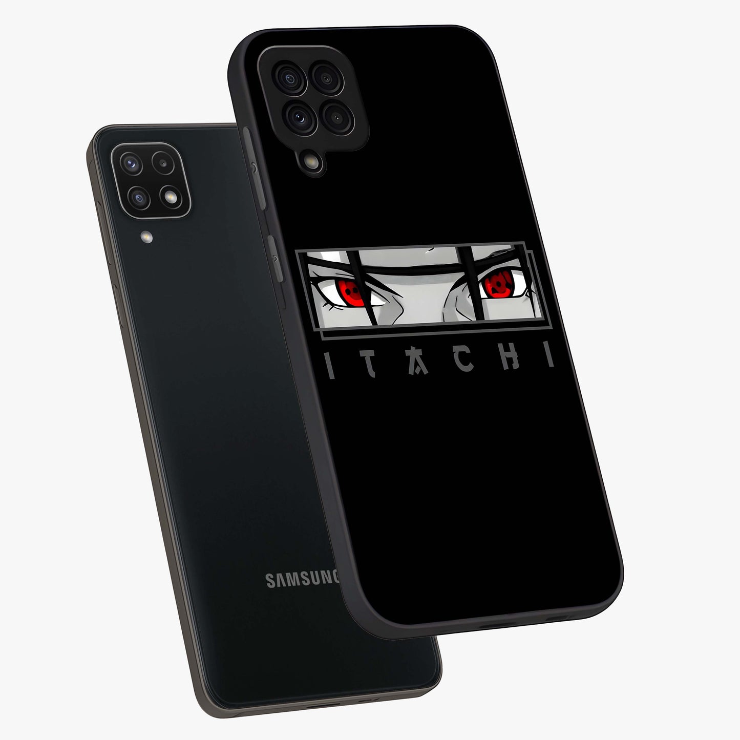 Scarlet Gaze Dominance Glass Case displayed in angled mockup highlighting intense visual design with bold scarlet aesthetic.