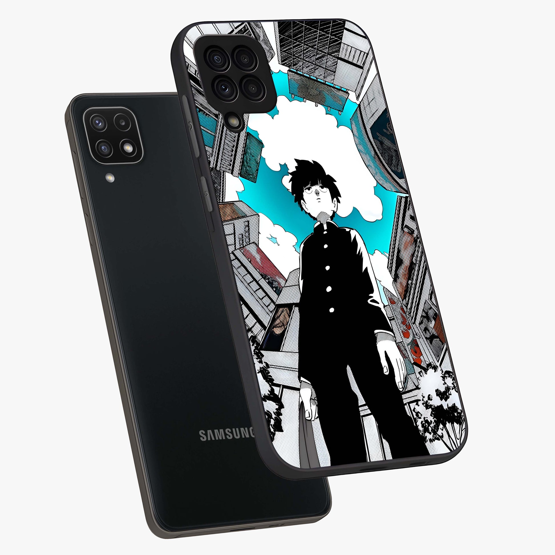 Silent Psychic Awakening Glass Case displayed in angled mockup highlighting spiritual awakening design with cosmic aesthetic.