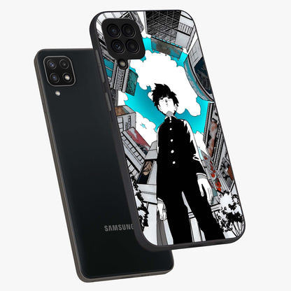 Silent Psychic Awakening Glass Case displayed in angled mockup highlighting spiritual awakening design with cosmic aesthetic.