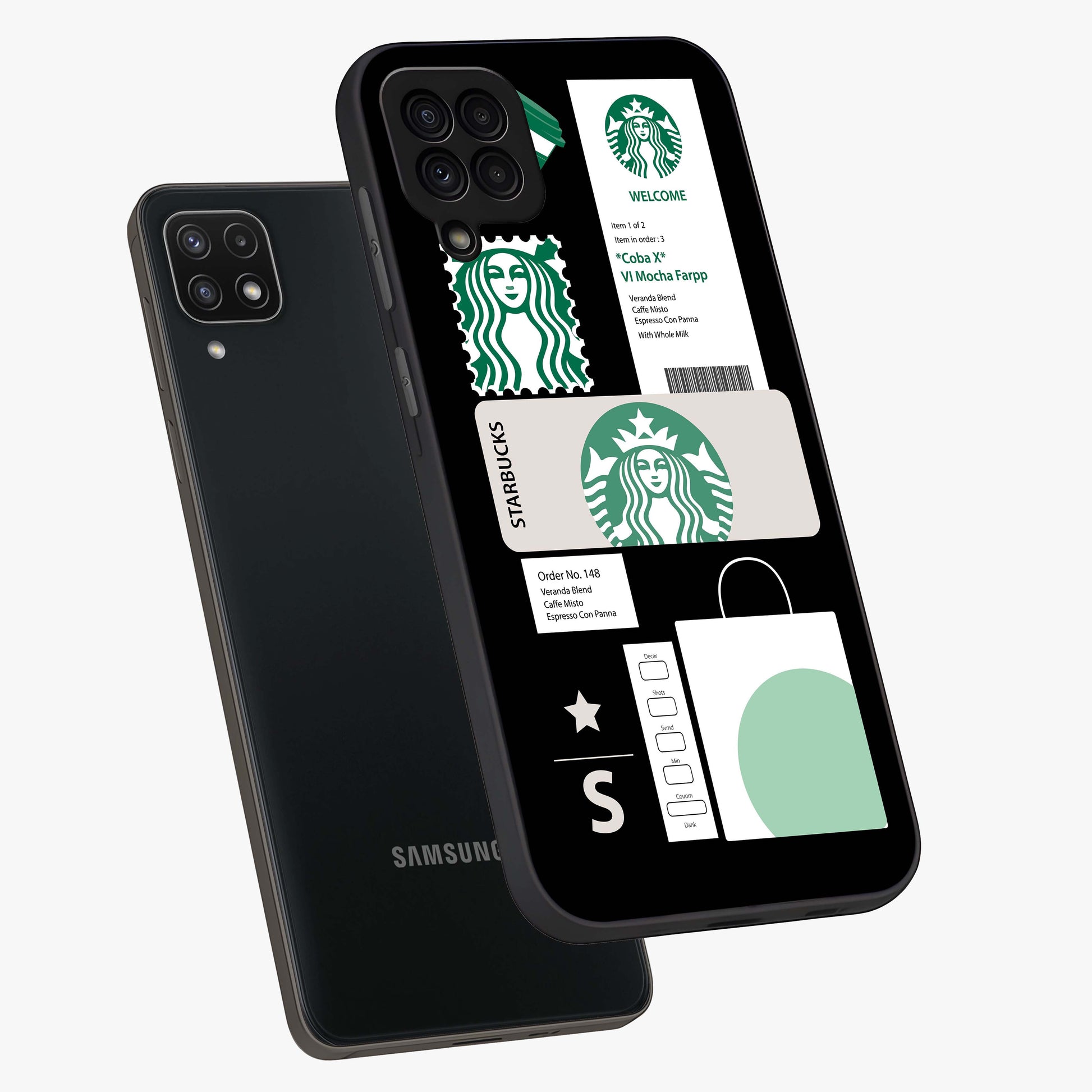 Starbucks Mocha Glass Case displayed in angled mockup highlighting stylish mocha themed design with cozy café aesthetic.