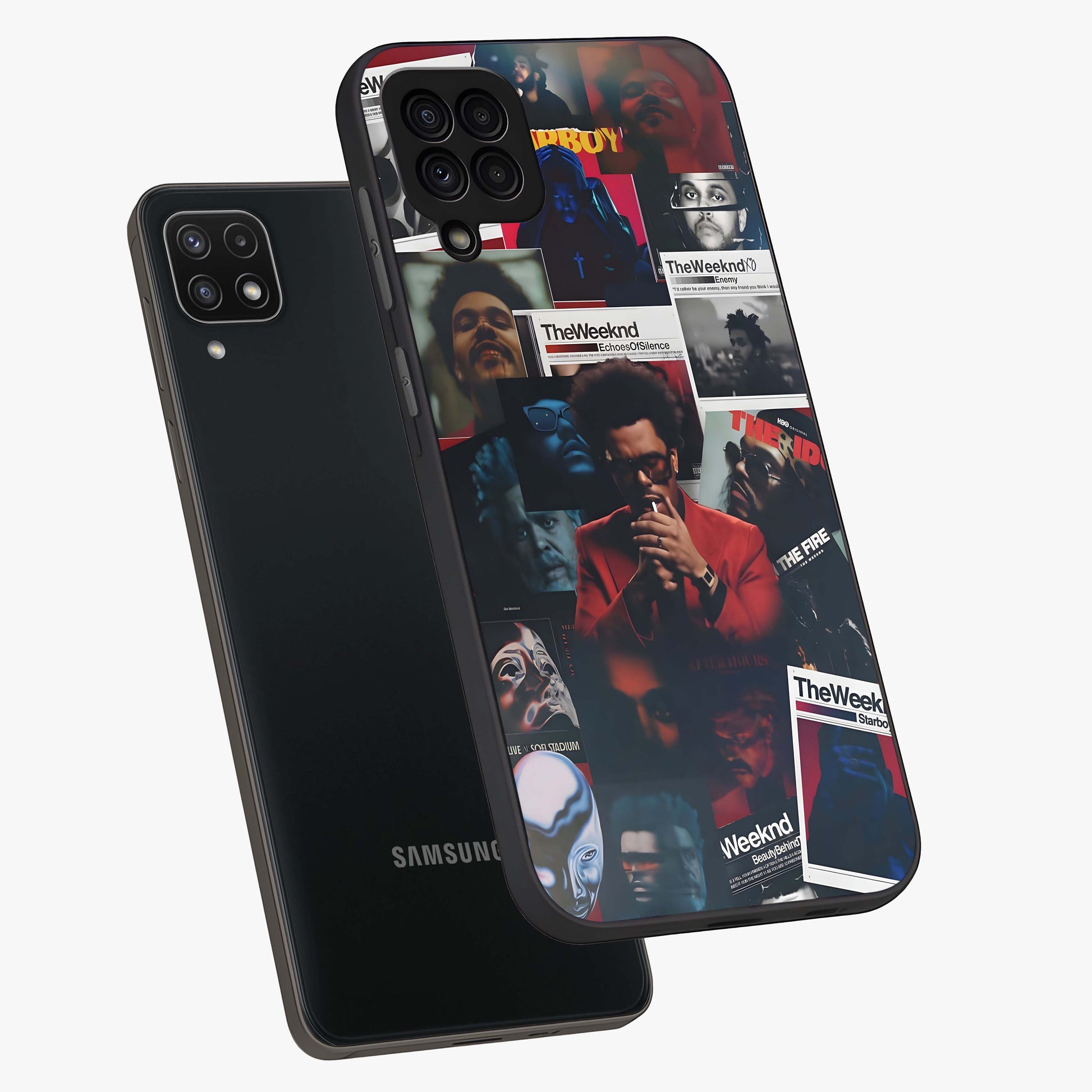 The Weeknd Glass Case displayed in angled mockup highlighting stylish pop culture inspired design with modern aesthetic.