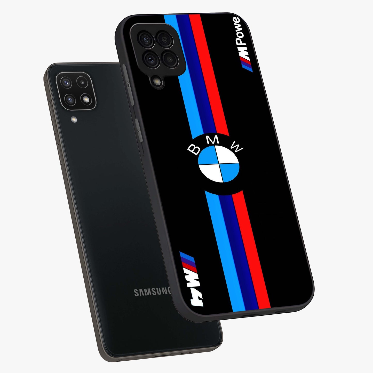 Turbo BMW Beast Glass Case displayed in angled mockup highlighting sleek racing car design with bold automotive aesthetic.