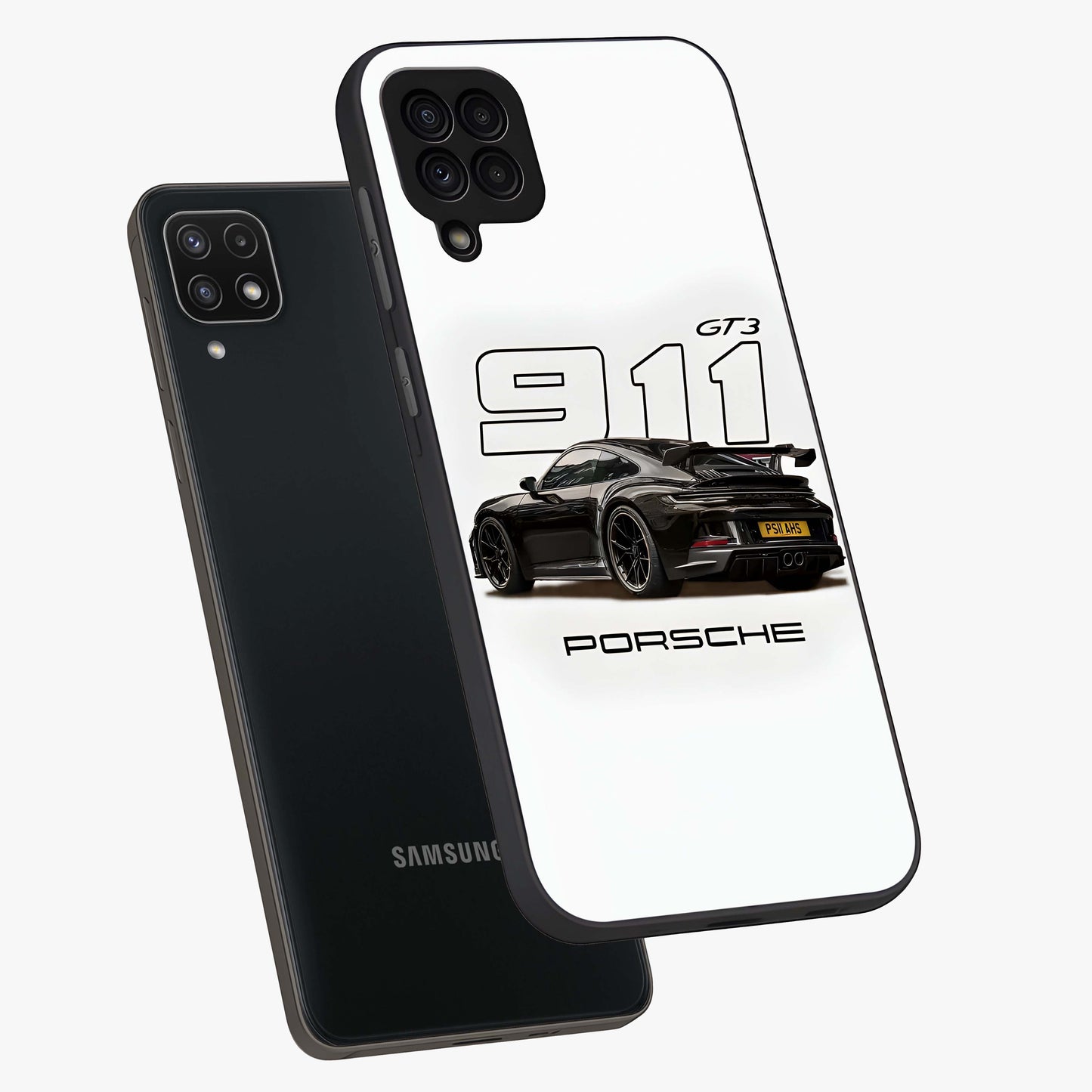 Turbo Legacy Icon Glass Case displayed in angled mockup highlighting dynamic automotive design with performance aesthetic.