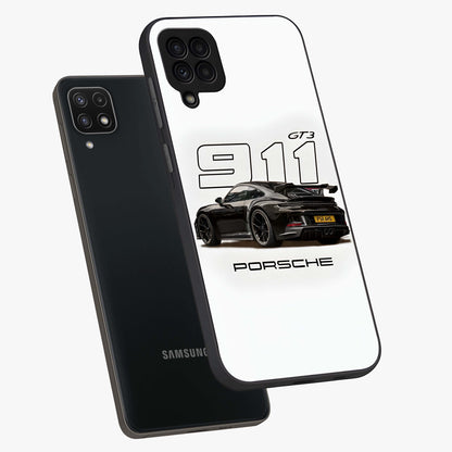 Turbo Legacy Icon Glass Case displayed in angled mockup highlighting dynamic automotive design with performance aesthetic.