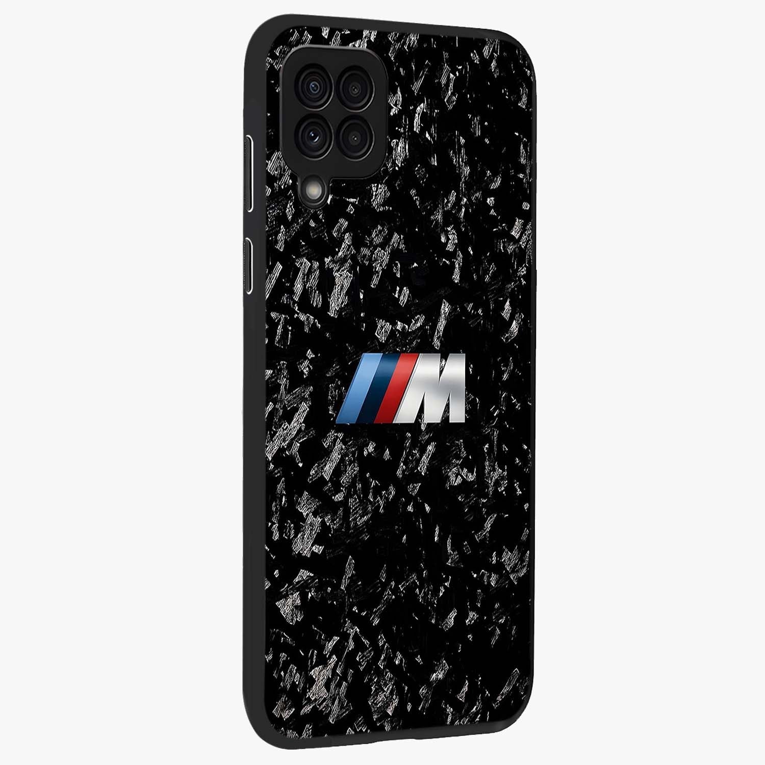 Carbon Speed Mark Glass Case upright view showcasing modern carbon speed graphic with bold automotive theme.