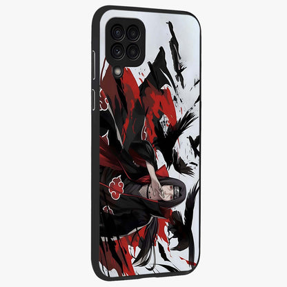 Crimson Crow Illusion Glass Case upright view showcasing striking crow illusion artwork with intense crimson theme.
