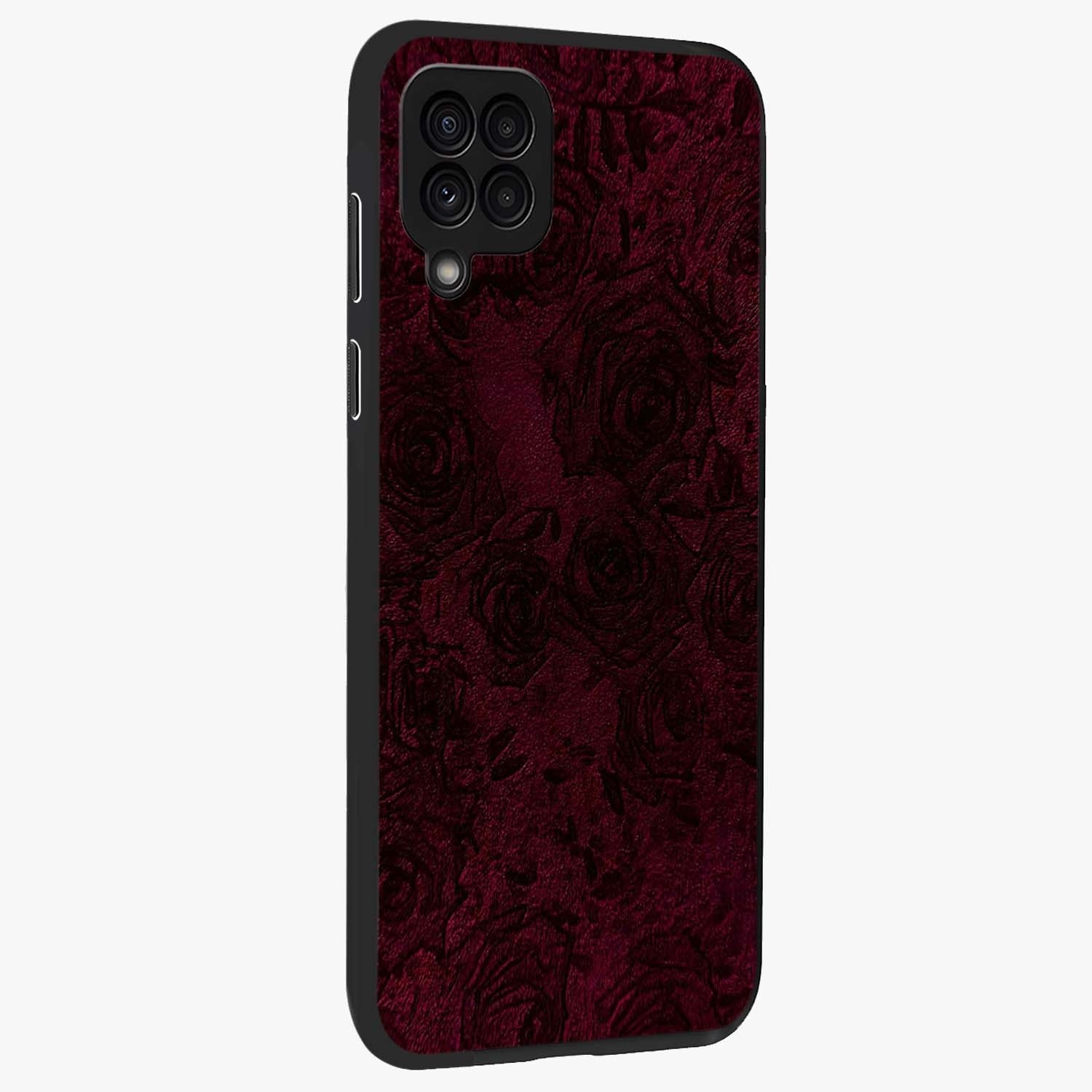 Crimson Fade Flow Glass Case upright view showcasing dynamic crimson flow artwork with stylish abstract theme.