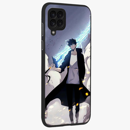 Dark Lightning Anime Warrior Glass Case upright view showcasing dramatic warrior artwork with dark lightning aesthetic.