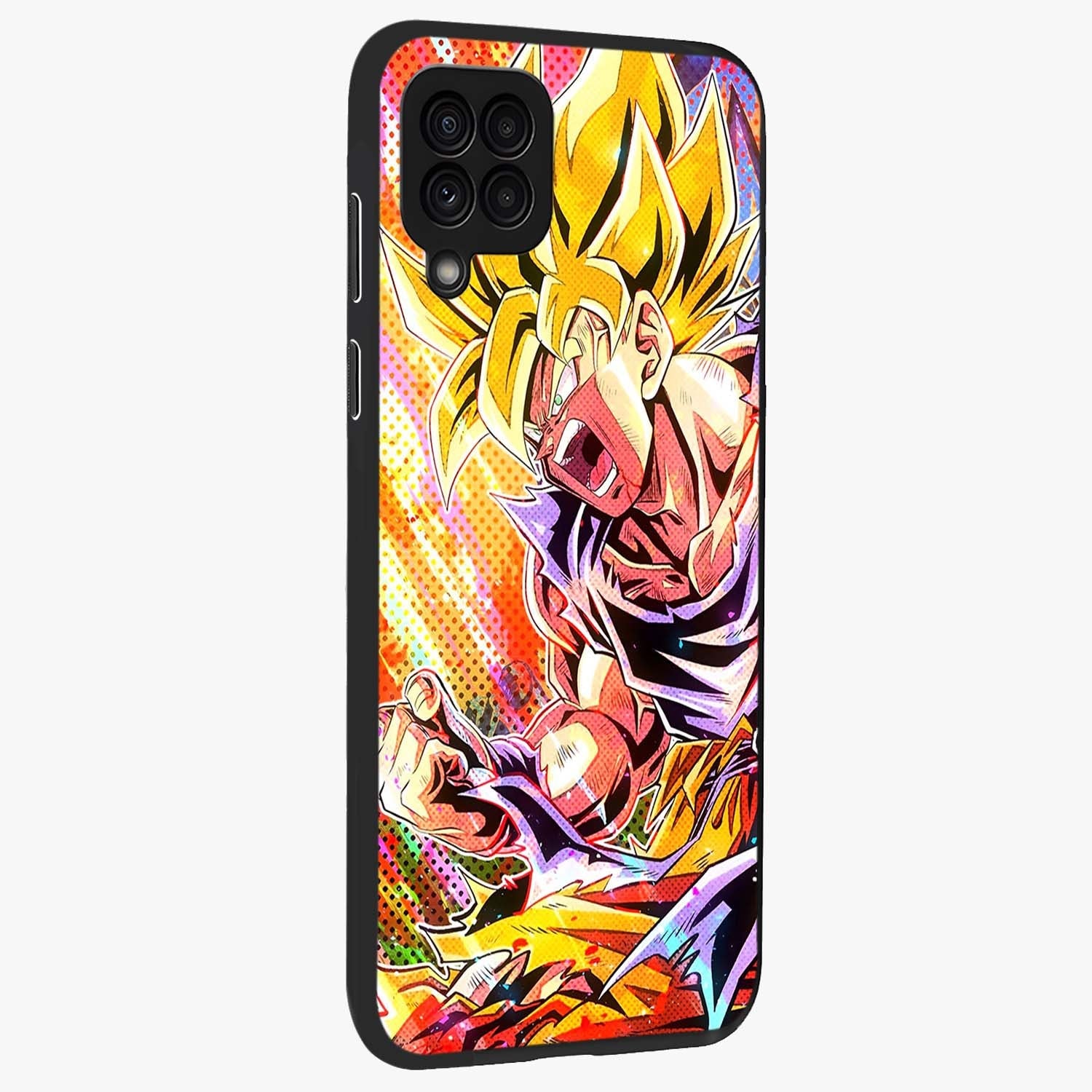 Firing Goku Glass Case upright view showcasing energetic anime artwork with bold warrior theme.