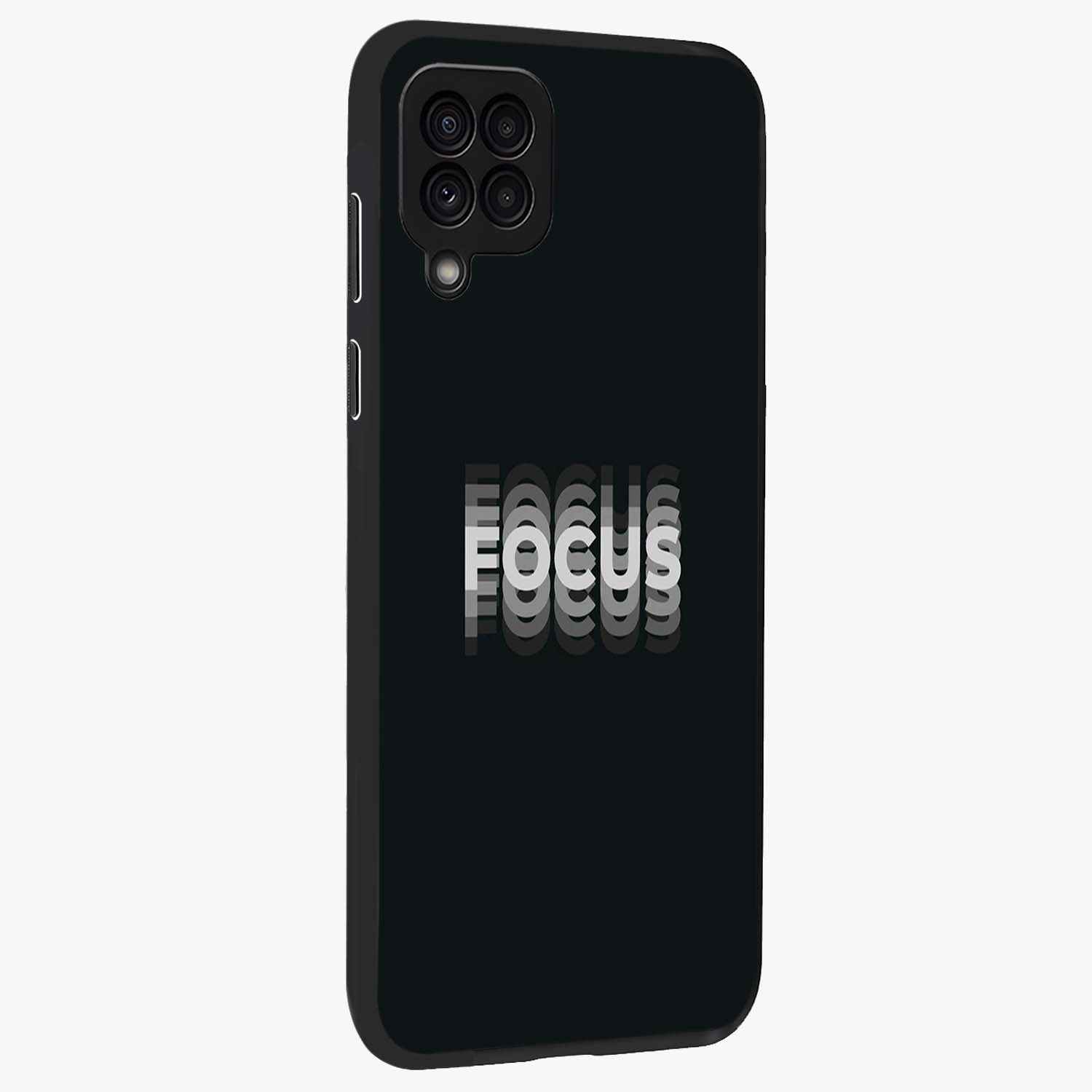 Focused Blade Discipline Glass Case upright view showcasing strong typography statement with sleek motivational theme.