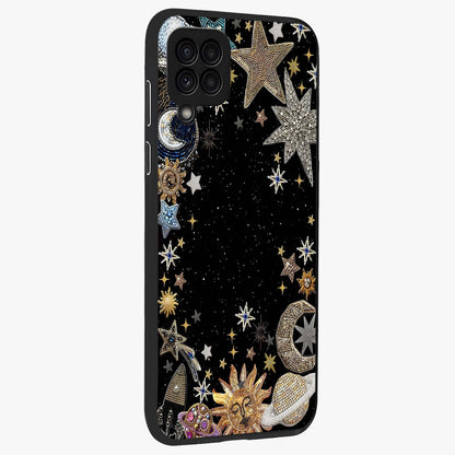 Galactic Jewel Stars Glass Case upright view showcasing glittering star jewel artwork with vibrant galaxy theme.