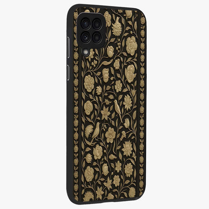 Golden Evil Eye Mandala Glass Case upright view showcasing decorative evil eye mandala artwork with spiritual aesthetic style.