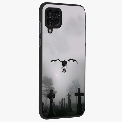 Graveyard Shadow Descent Glass Case upright view showcasing haunting graveyard artwork with dramatic dark theme.