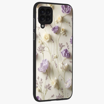 Lilac Breeze Harmony Glass Case upright view showcasing delicate lilac artwork with peaceful floral theme.