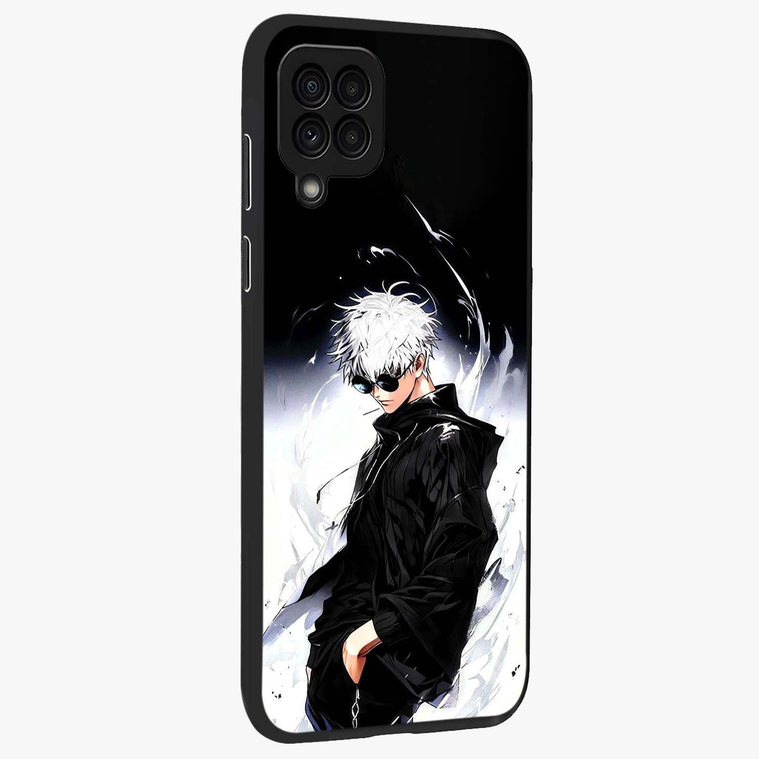 Limitless Shadow King Glass Case upright view showcasing bold shadow warrior artwork with epic fantasy theme.