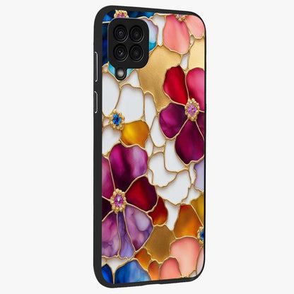 Marble Flower Pattern Glass Case upright view showcasing decorative marble flower artwork with refined style.