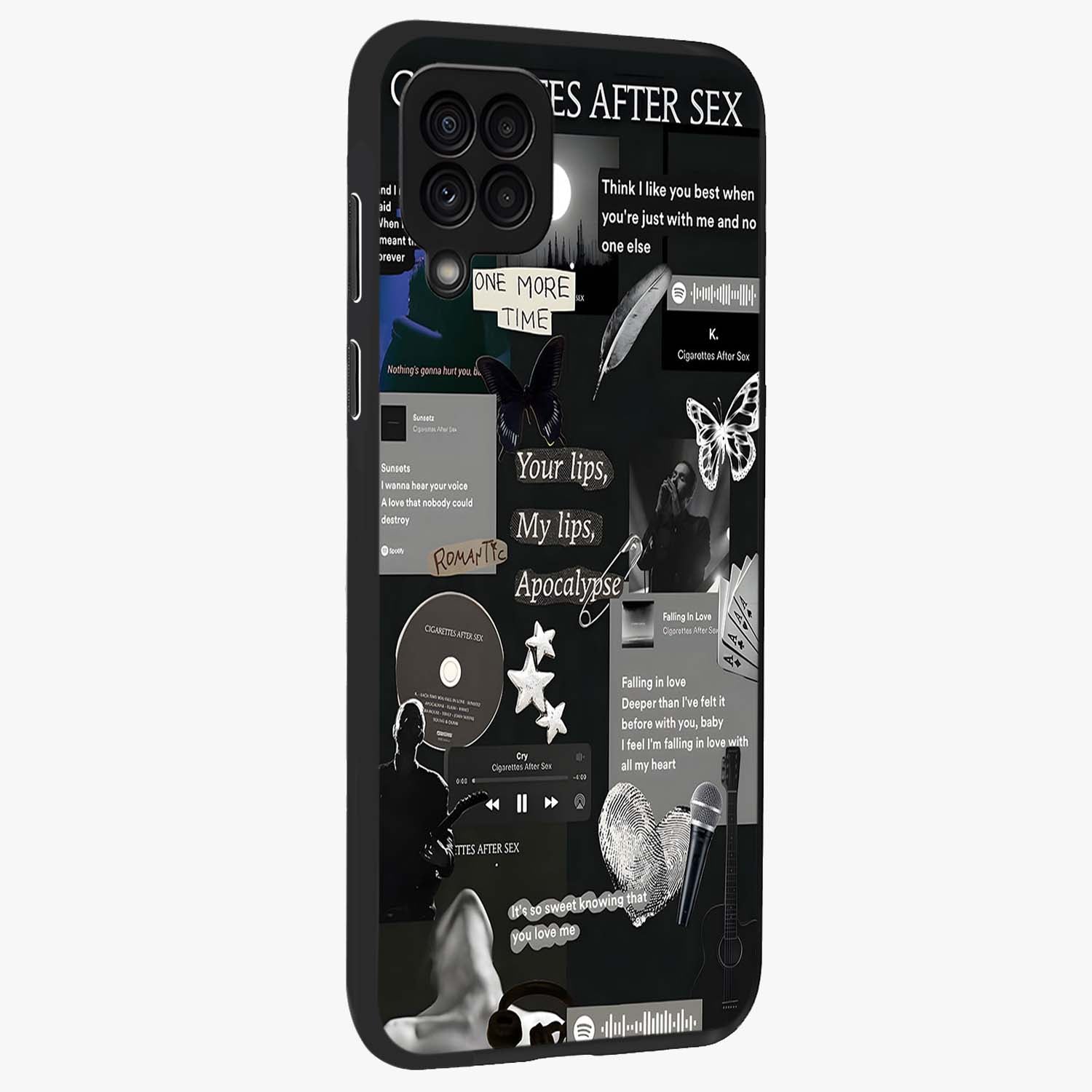 Midnight Love Echo Glass Case upright view showcasing expressive romantic artwork with dreamy midnight theme.