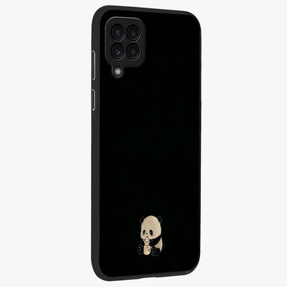 Midnight Panda Love Glass Case upright view showcasing charming panda artwork with playful romantic theme.