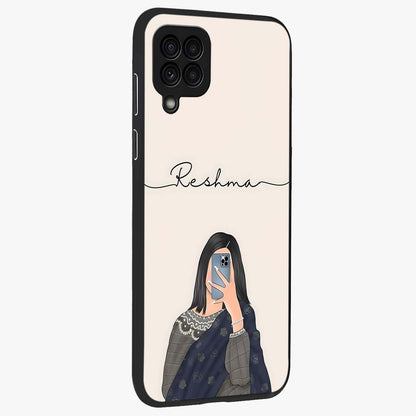 Mirror Mood Muse With Custom Name Glass Case upright view showcasing artistic mirror themed artwork with personalized aesthetic.
