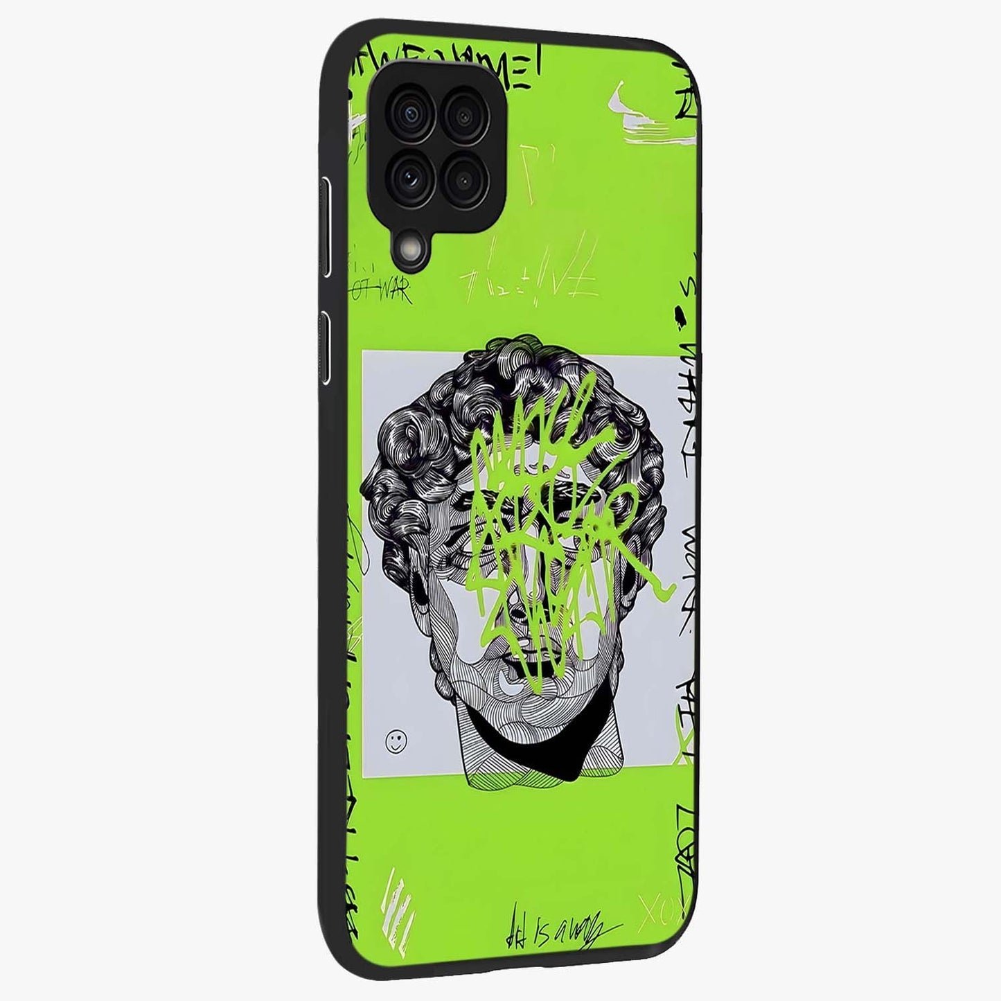 Neo Graffiti Rebellion Glass Case upright view showcasing colorful graffiti artwork with bold modern street style.