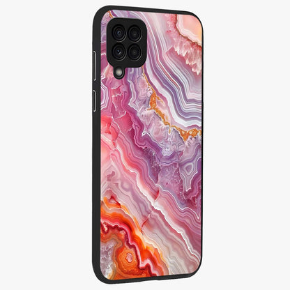Rose Quartz Marble Glass Case upright view showcasing decorative marble artwork with luxurious pastel theme.