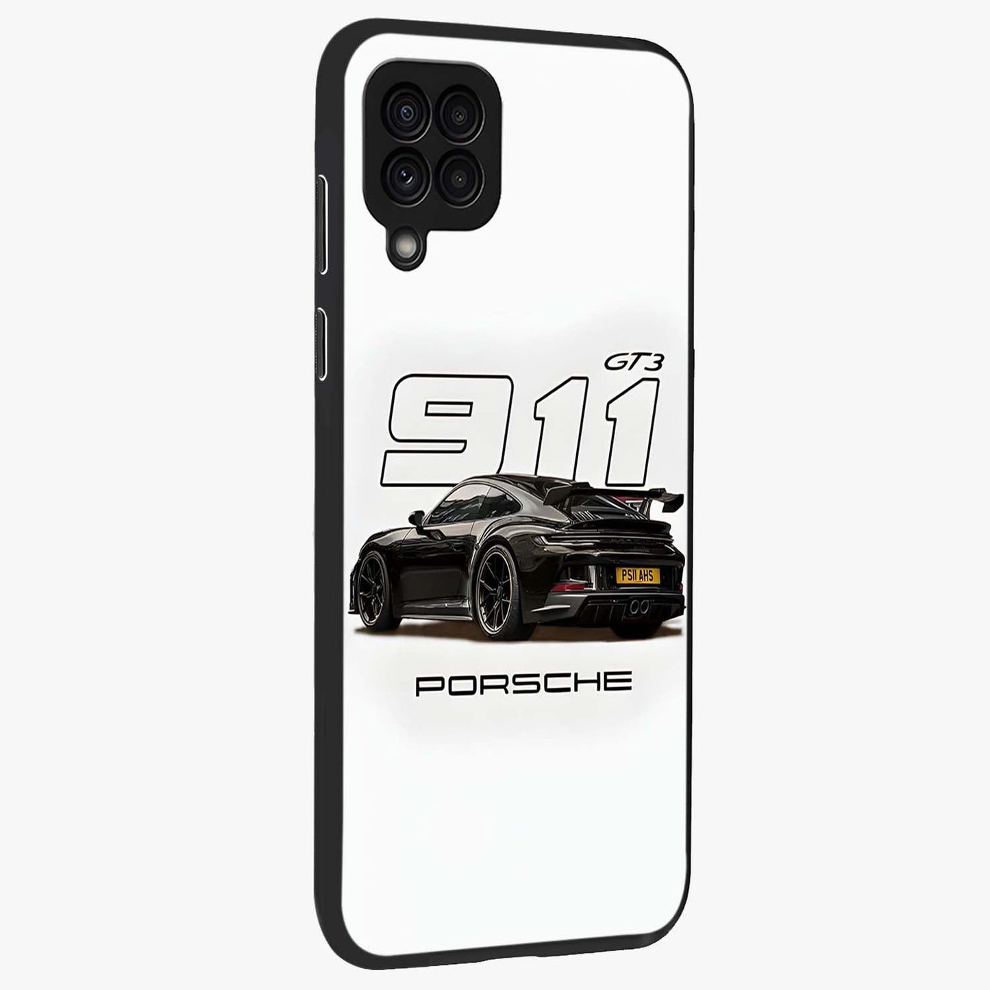 Turbo Legacy Icon Glass Case upright view showcasing bold racing inspired artwork with classic car theme.