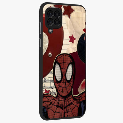 Web Warrior Vibes Glass Case upright view showcasing energetic superhero artwork with bold action theme.