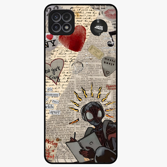 City Dream Sketch Glass Case showing flat back view with artistic city skyline sketch artwork and glossy glass finish.