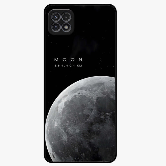 Cosmic Moon Glow Glass Case showing flat back view with glowing moon artwork and glossy glass finish.