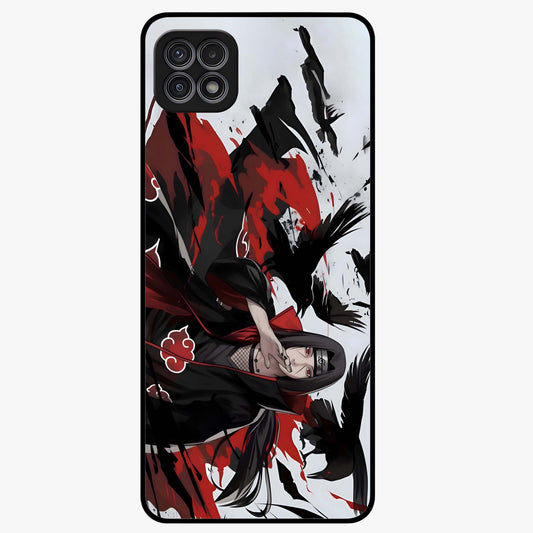 Crimson Crow Illusion Glass Case showing flat back view with artistic crow illusion artwork and glossy glass finish.